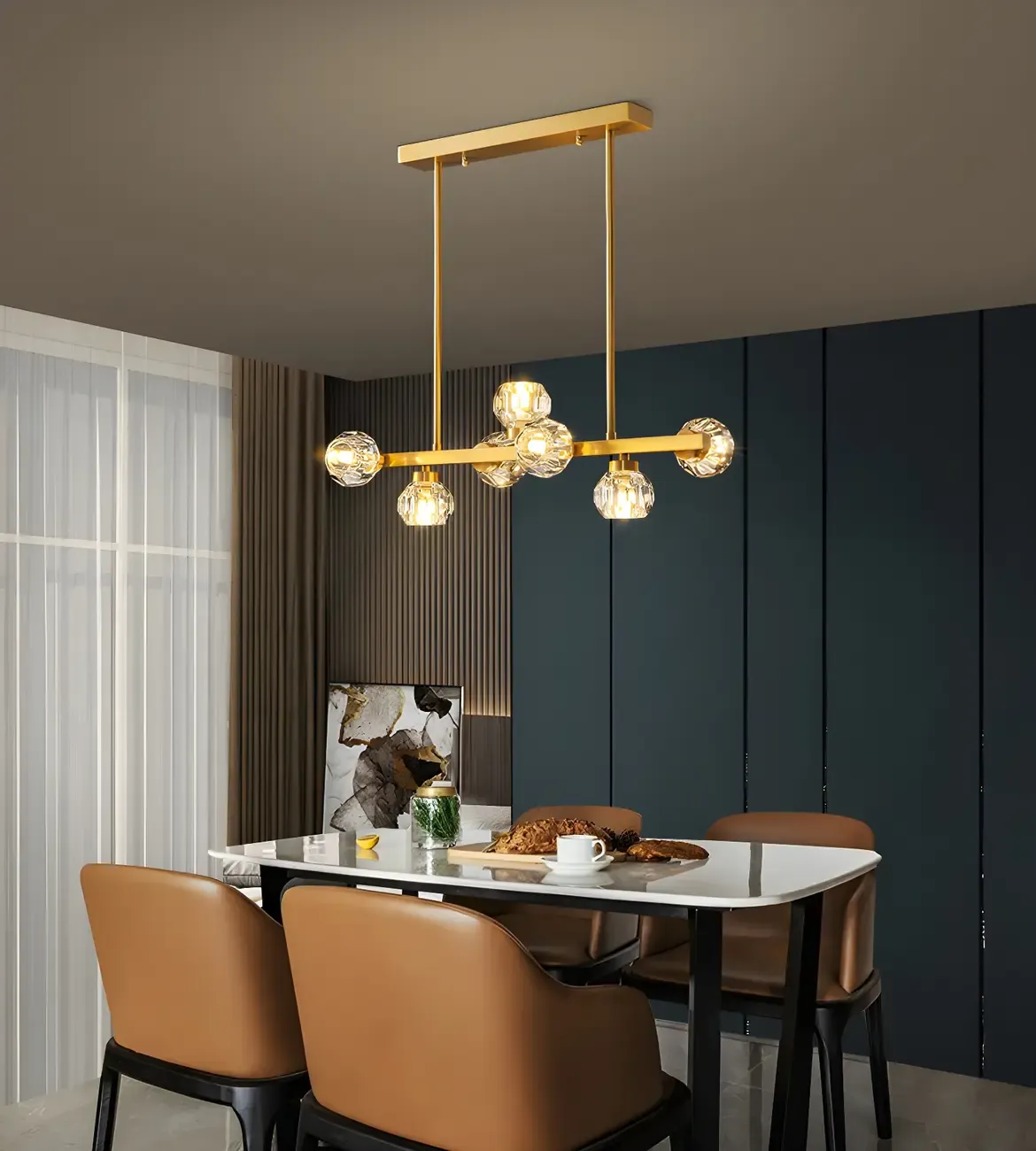 Modern Gold Crystal Chandelier for Kitchen Island Image - 16
