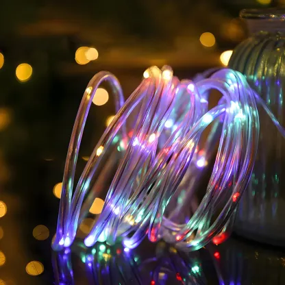 Solar Multicolor Transparent LED Rope String Light Image - 1