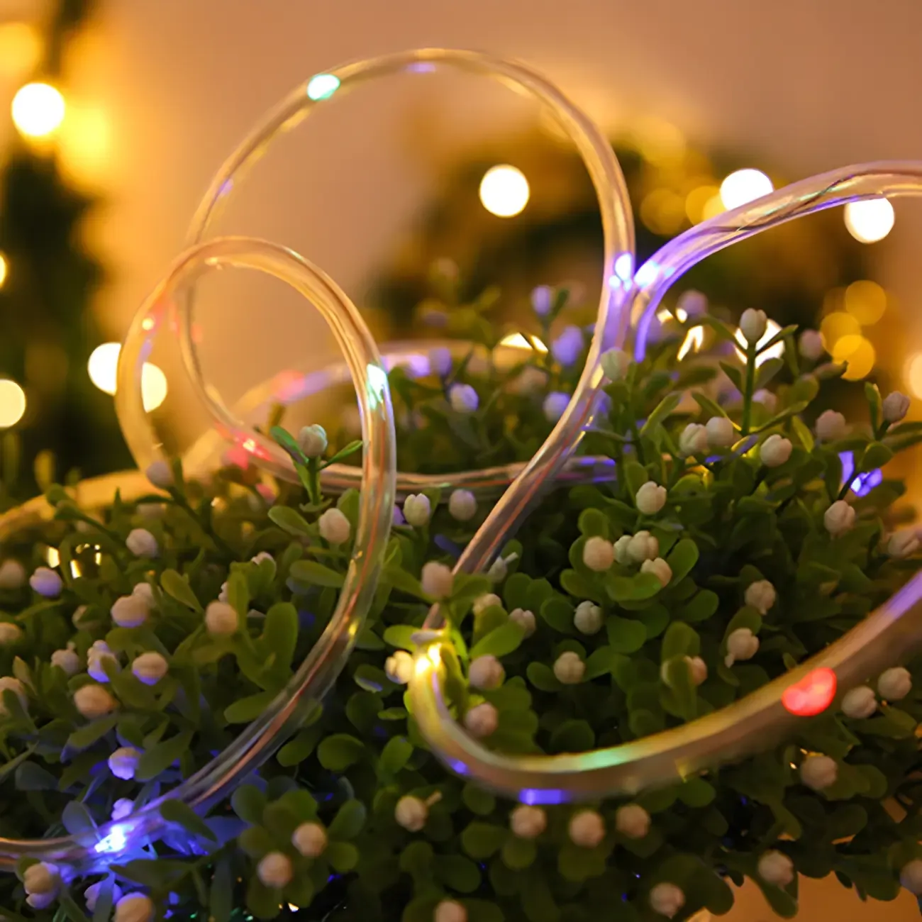 Solar Multicolor Transparent LED Rope String Light Image - 13