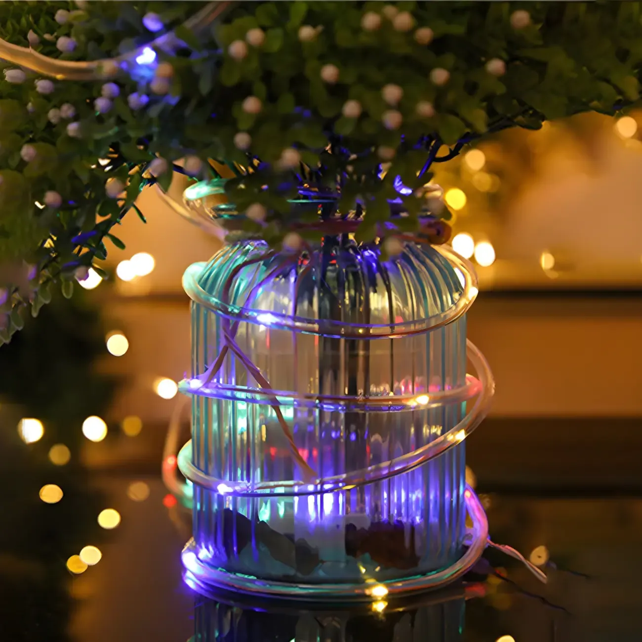 Solar Multicolor Transparent LED Rope String Light Image - 15