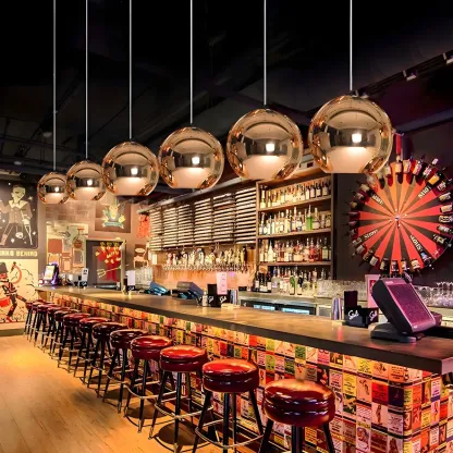 Mirrored Glass Globe Kitchen Hanging Pendant Light Image - 3