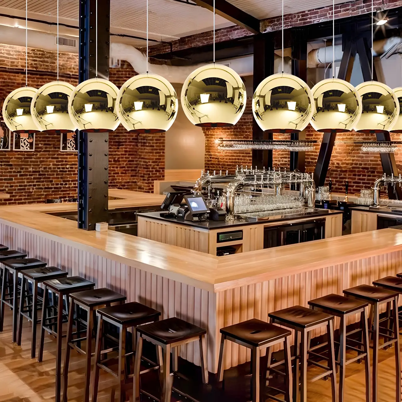 Mirrored Glass Globe Kitchen Hanging Pendant Light Image - 8 | homeyfad