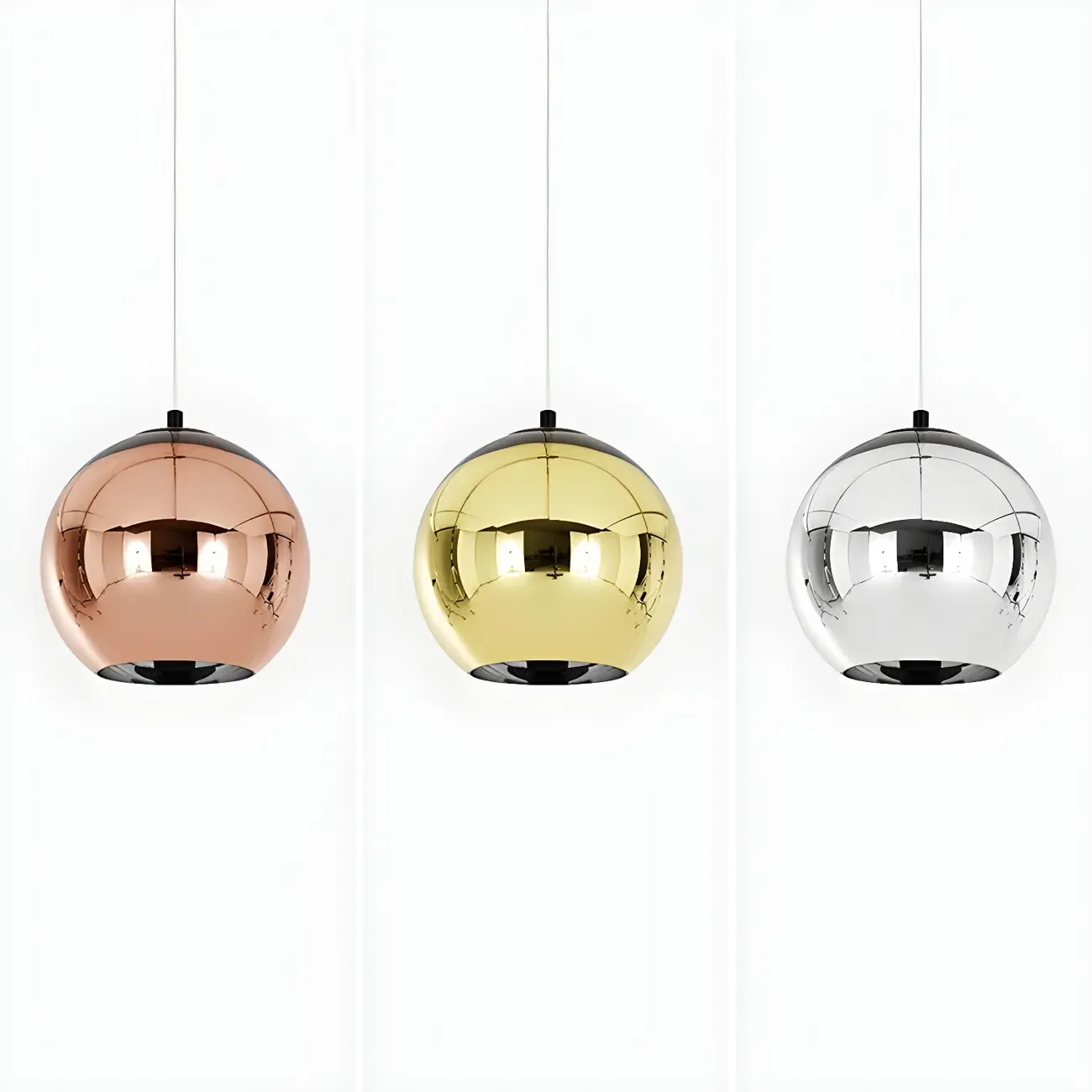 Mirrored Glass Globe Kitchen Hanging Pendant Light Image - 12