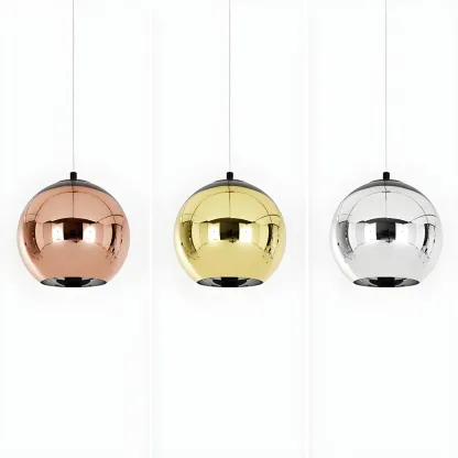 Mirrored Glass Globe Kitchen Hanging Pendant Light Image - 12