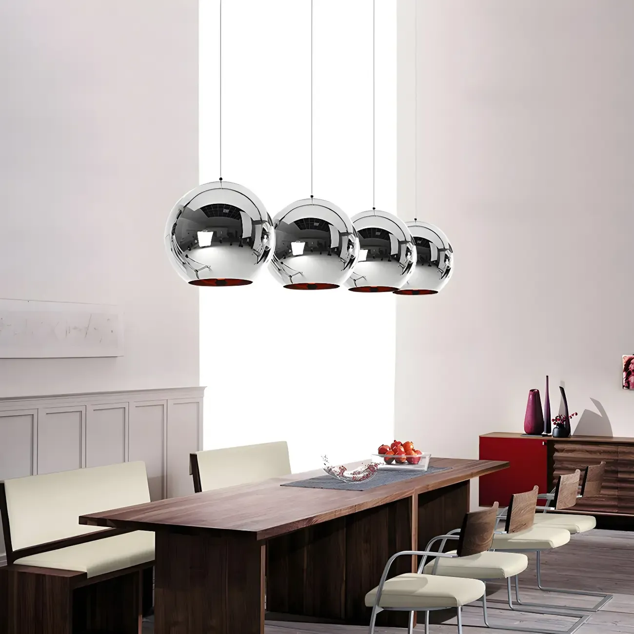 Mirrored Glass Globe Kitchen Hanging Pendant Light Image - 2