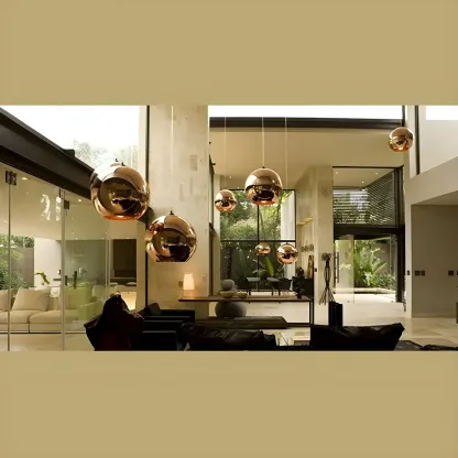 Mirrored Glass Globe Kitchen Hanging Pendant Light Image - 16