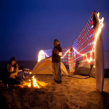 Patriotic Flag Net Design LED Rectangle String Light Image - 2