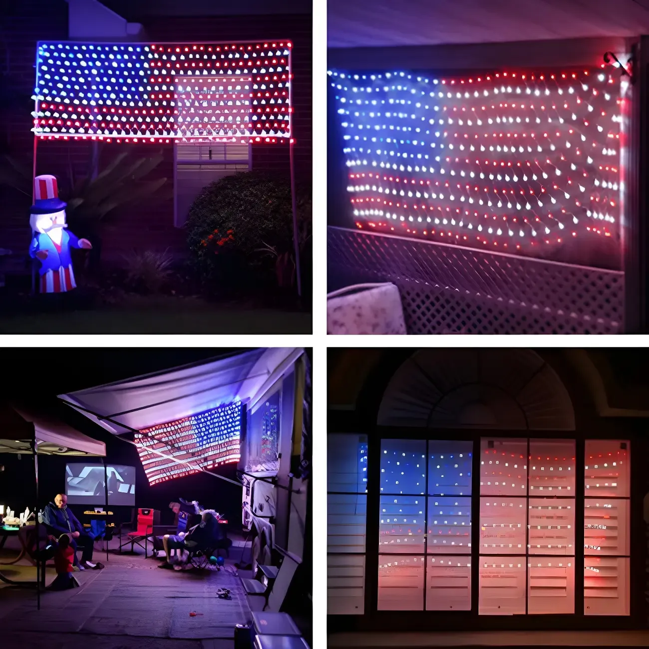 Patriotic Flag Net Design LED Rectangle String Light Image - 8
