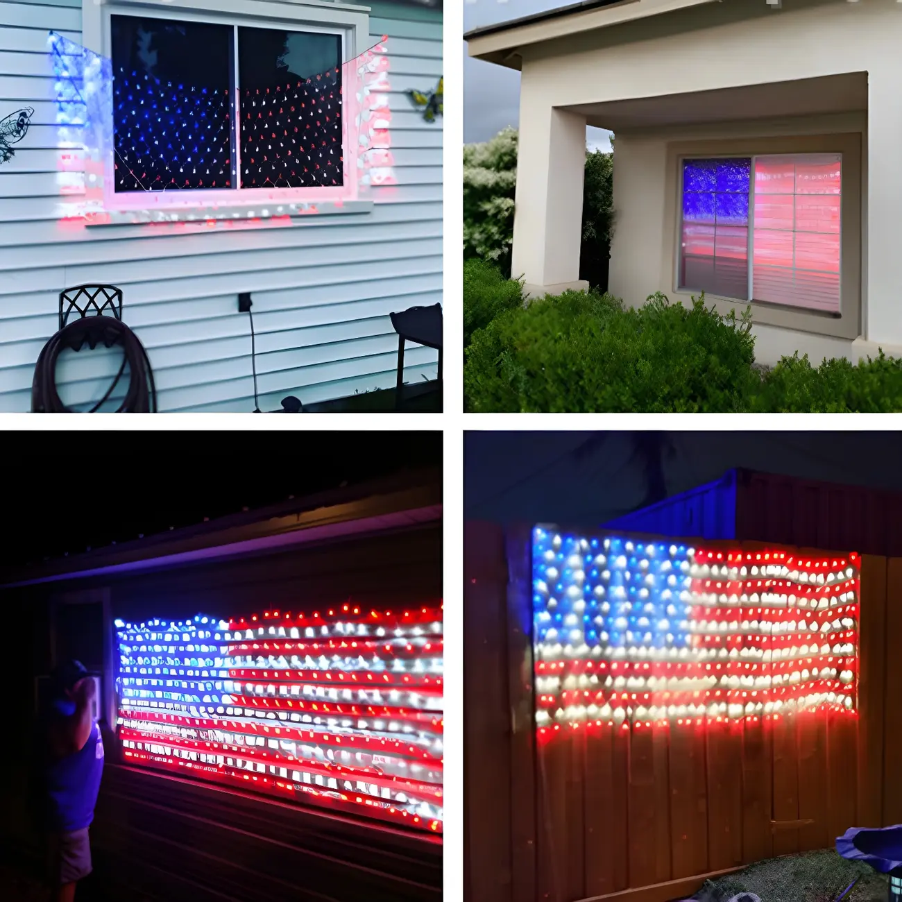 Patriotic Flag Net Design LED Rectangle String Light Image - 7 | homeyfad
