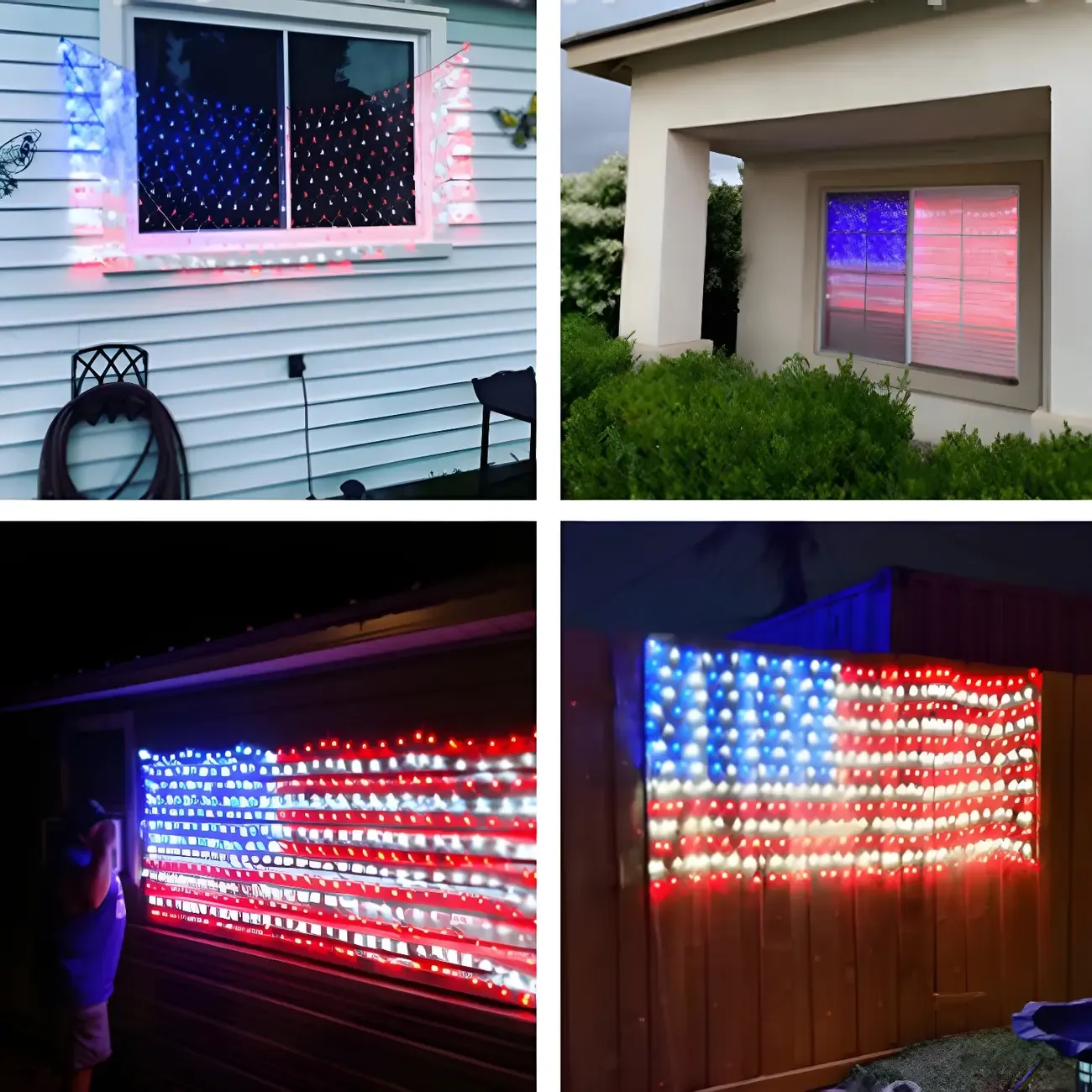 Patriotic Flag Net Design LED Rectangle String Light Image - 7
