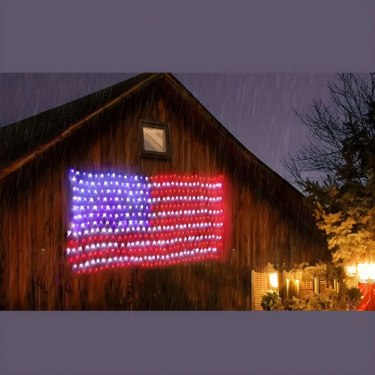 Patriotic Flag Net Design LED Rectangle String Light Image - 4