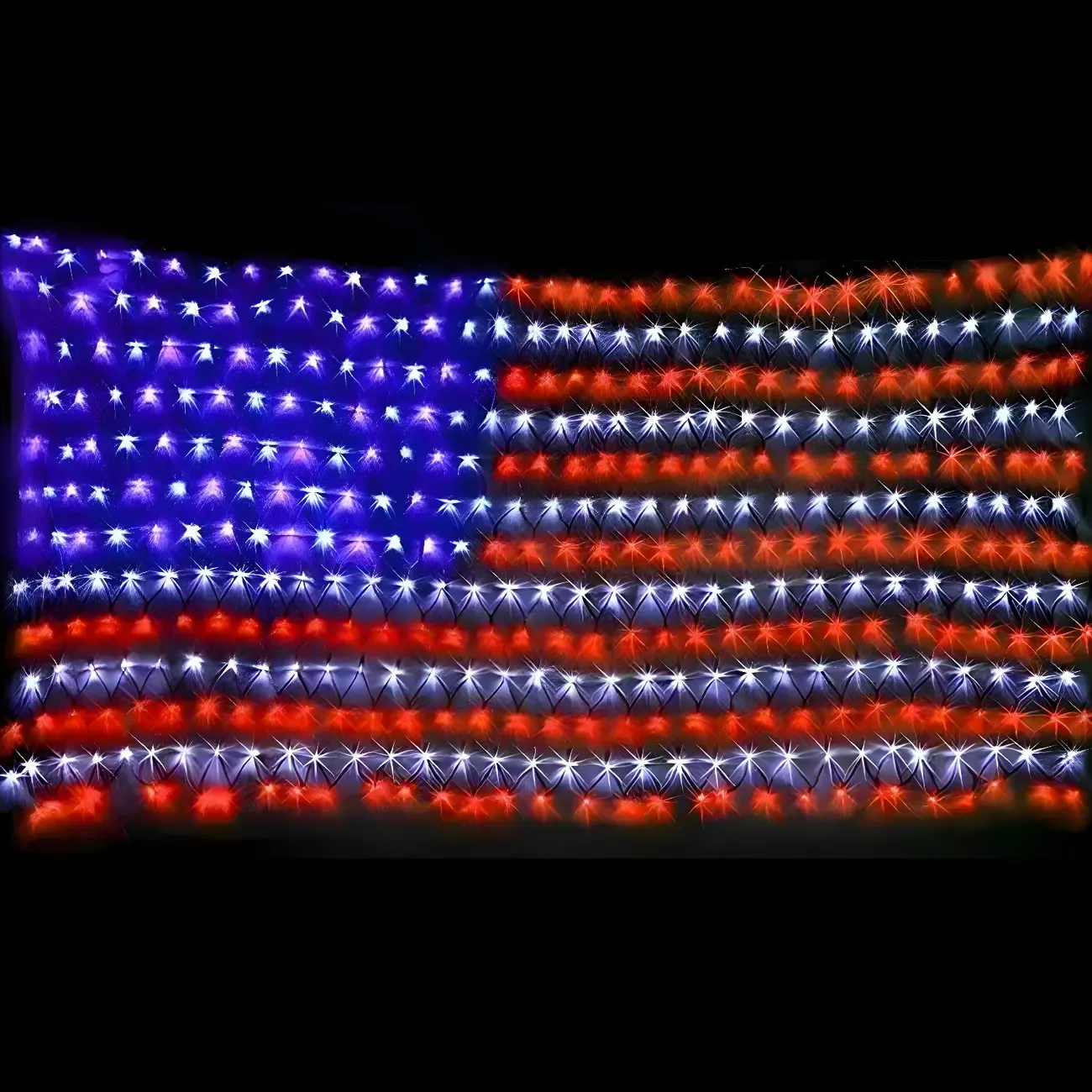 Patriotic Flag Net Design LED Rectangle String Light Image - 6