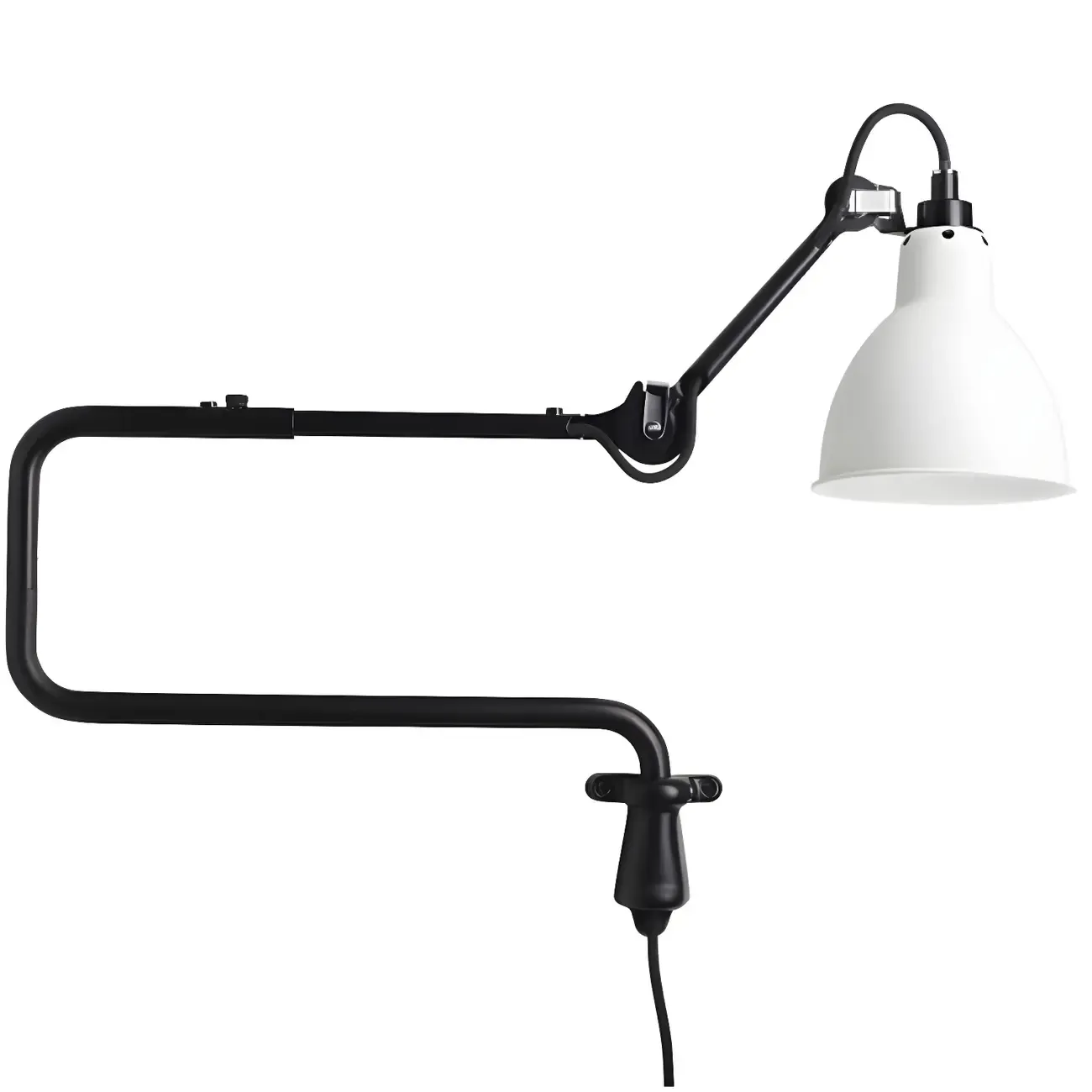 Industrial Black Swing Arm Aluminum Shade Wall Light Image - 5