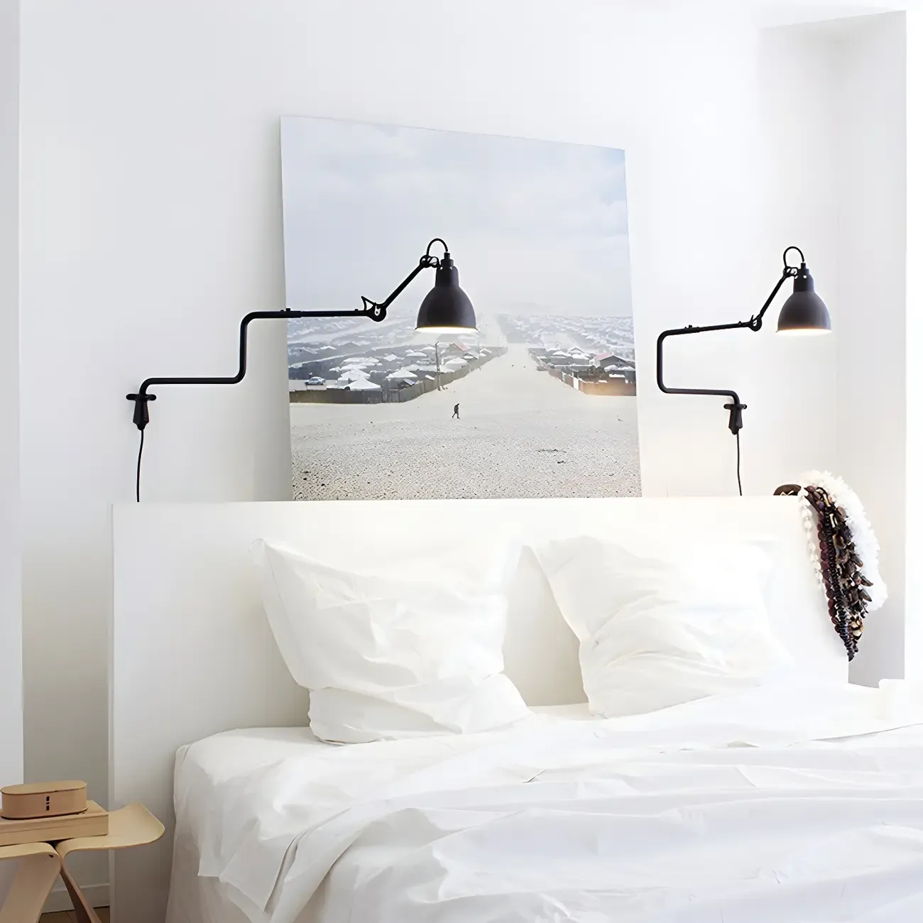 Industrial Black Swing Arm Aluminum Shade Wall Light Image - 4