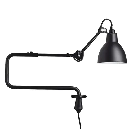 Industrial Black Swing Arm Aluminum Shade Wall Light Image - 9