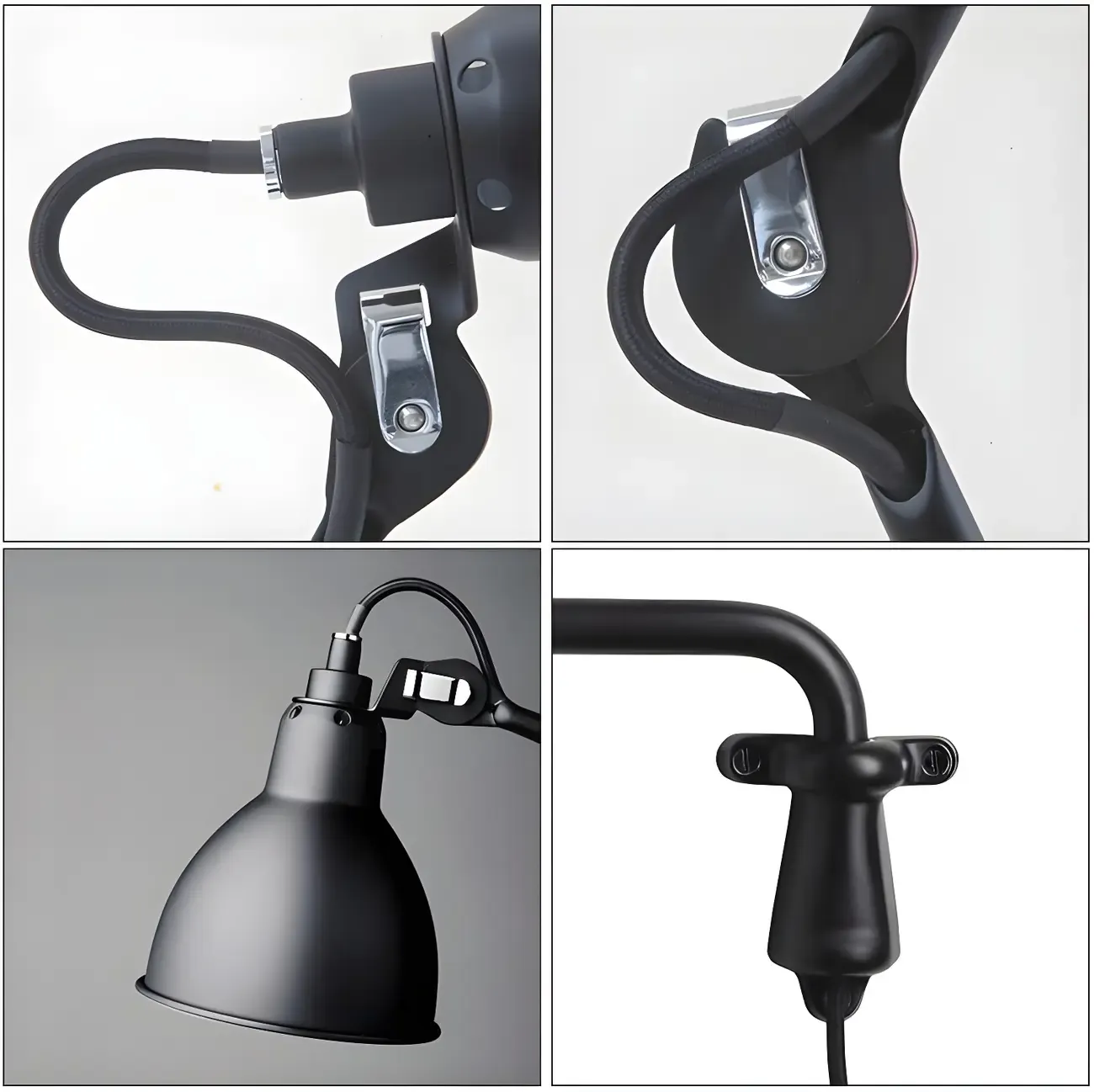 Industrial Black Swing Arm Aluminum Shade Wall Light Image - 12