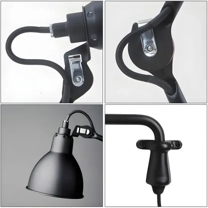 Industrial Black Swing Arm Aluminum Shade Wall Light Image - 12