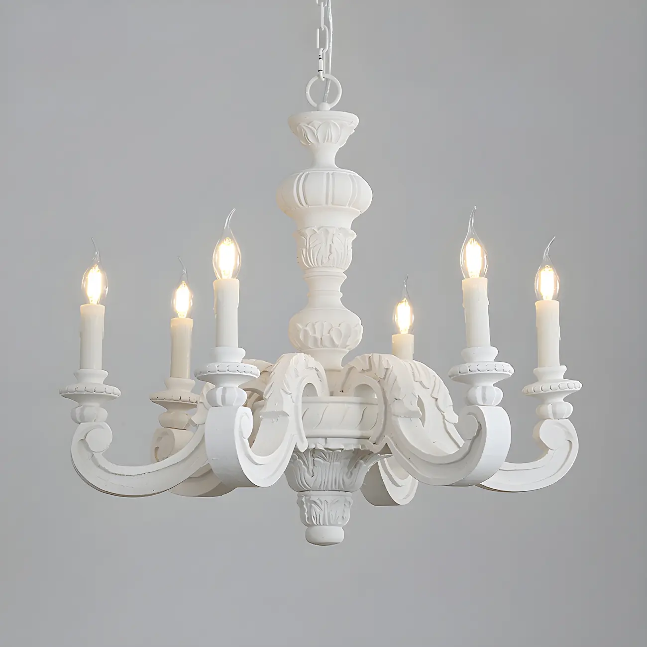 Gray Wood Vintage Candle Chandelier Rustic Style | homeyfad