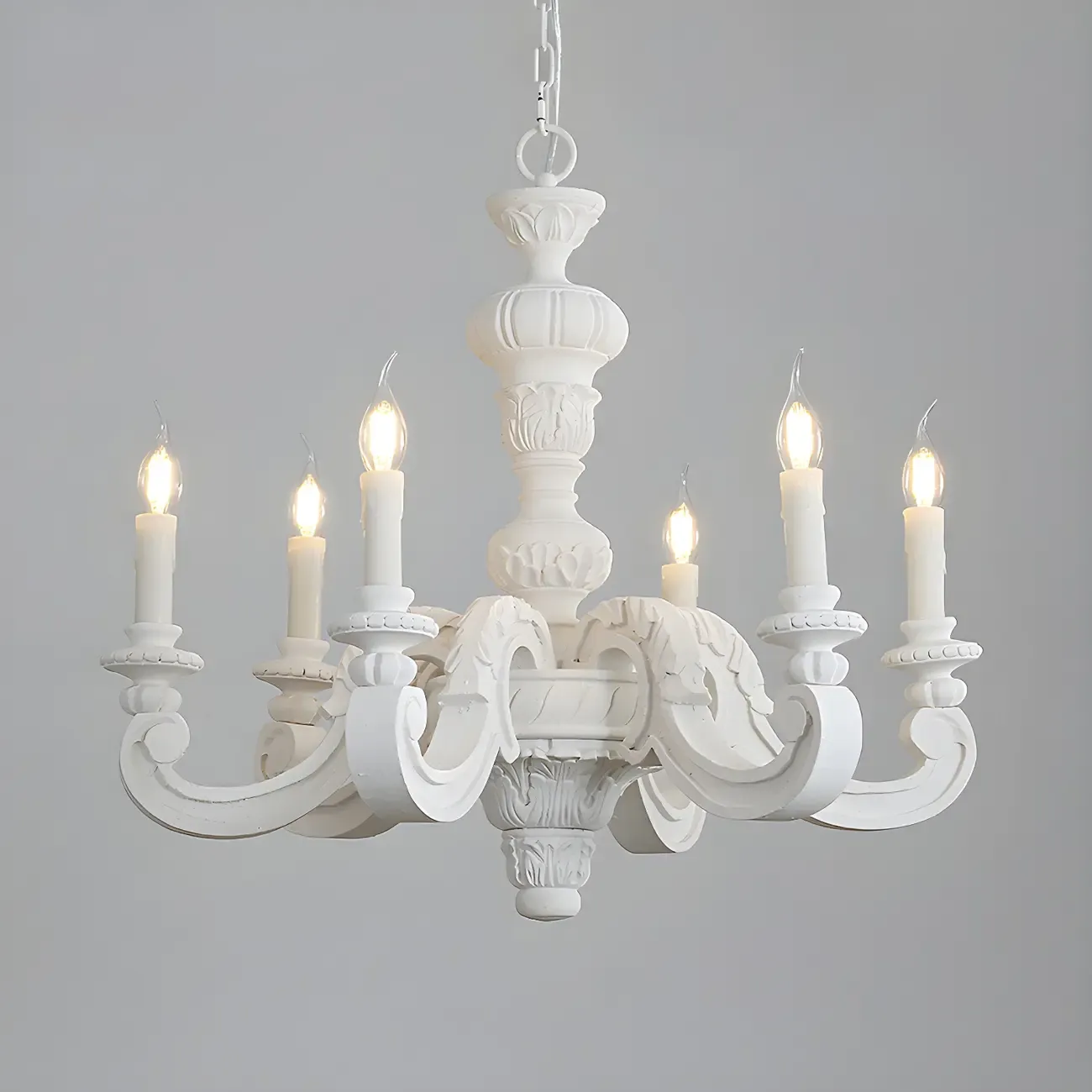 Gray Wood Vintage Candle Chandelier Rustic Style