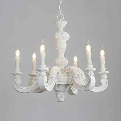 Gray Wood Vintage Candle Chandelier Rustic Style