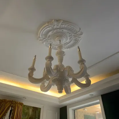 Gray Wood Vintage Candle Chandelier Rustic Style