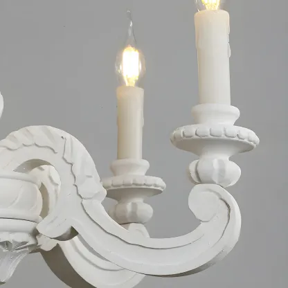 Gray Wood Vintage Candle Chandelier Rustic Style