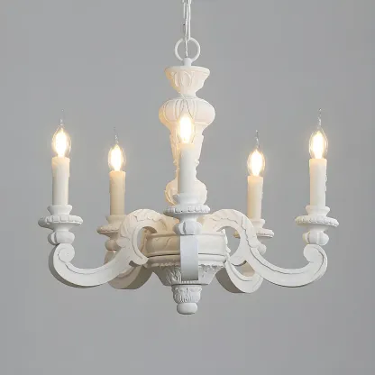 Gray Wood Vintage Candle Chandelier Rustic Style