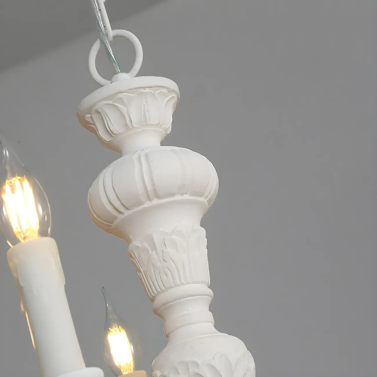 Gray Wood Vintage Candle Chandelier Rustic Style