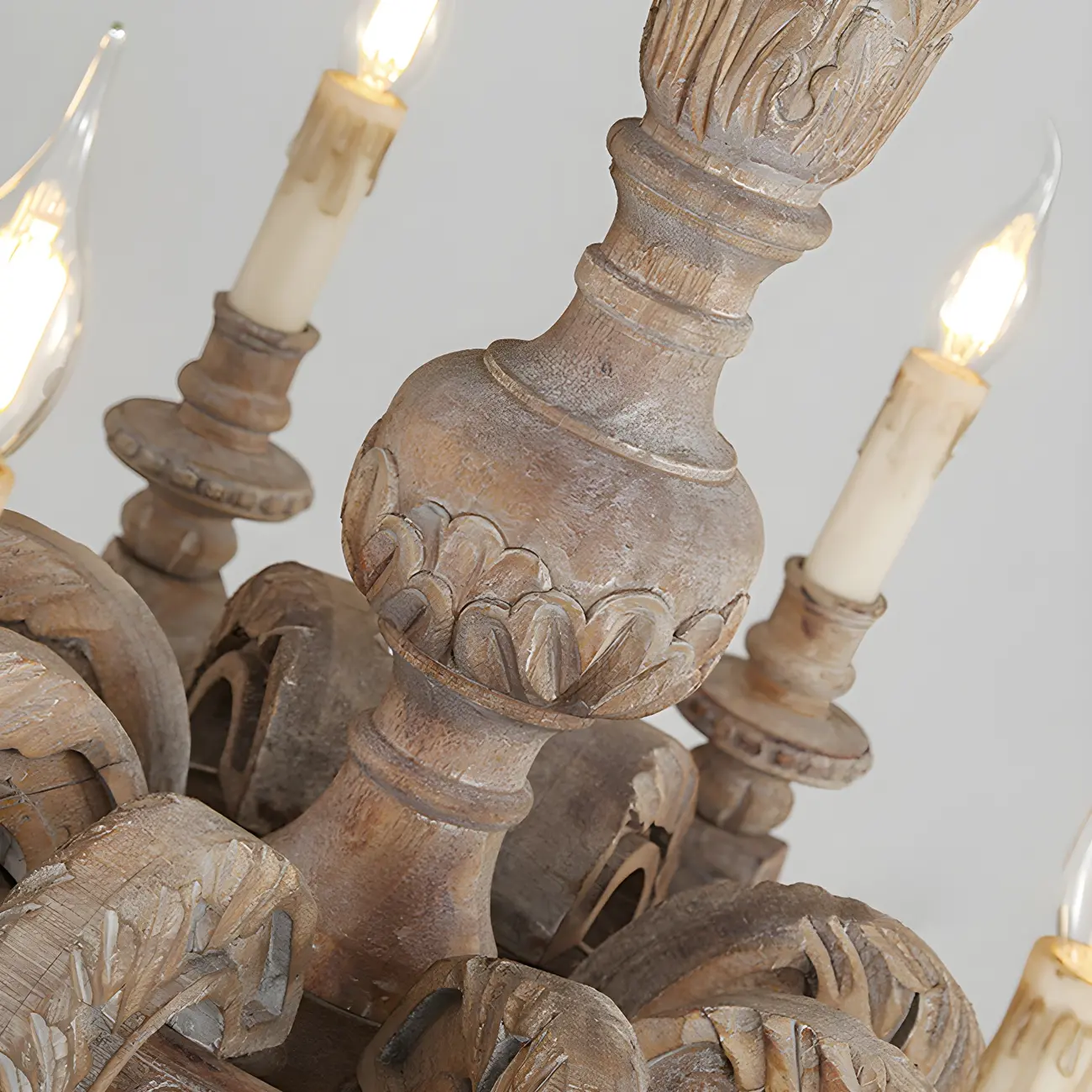 Gray Wood Vintage Candle Chandelier Rustic Style | homeyfad