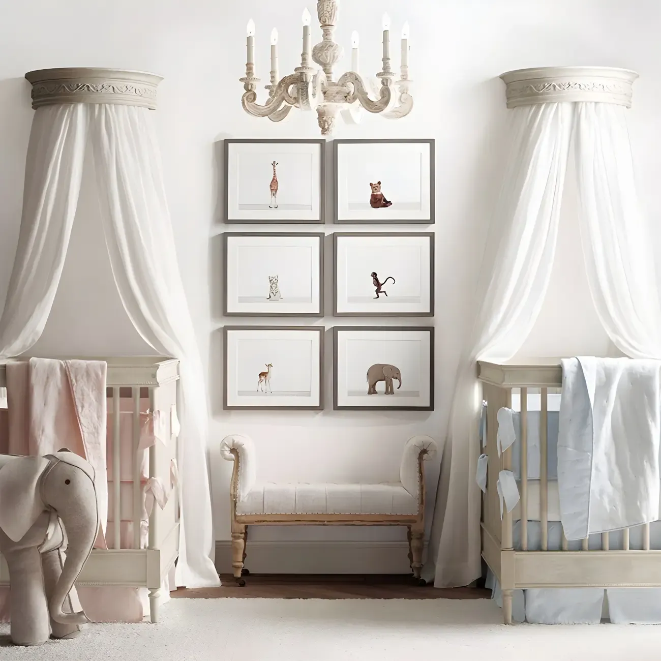 Gray Wood Vintage Candle Chandelier Rustic Style