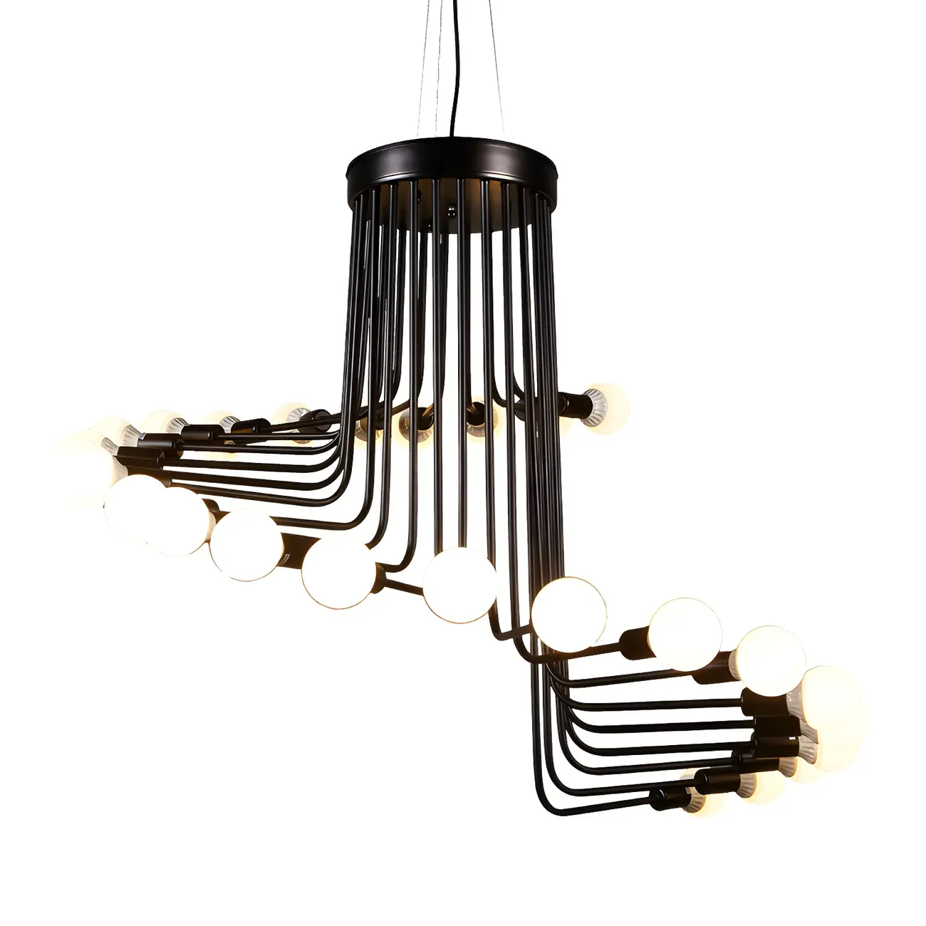 Black Modern Glass Linear Chandelier Light | homeyfad