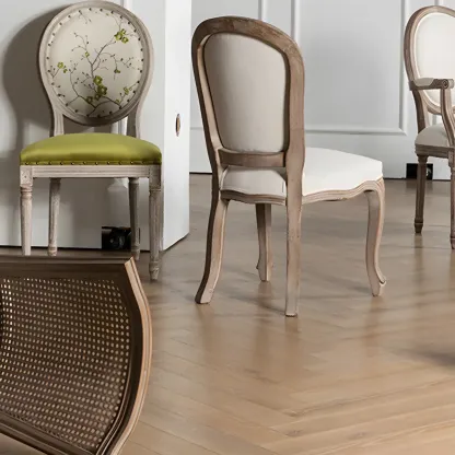 Upholstered King Louis Back Light Wood Dining Chair Image - 3