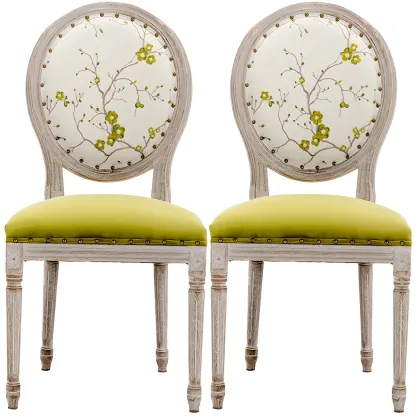 Upholstered King Louis Back Light Wood Dining Chair Image - 4