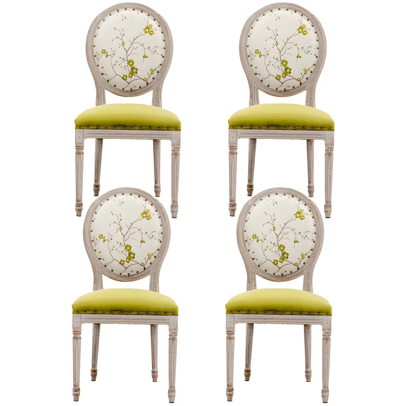 Upholstered King Louis Back Light Wood Dining Chair Image - 5 | homeyfad