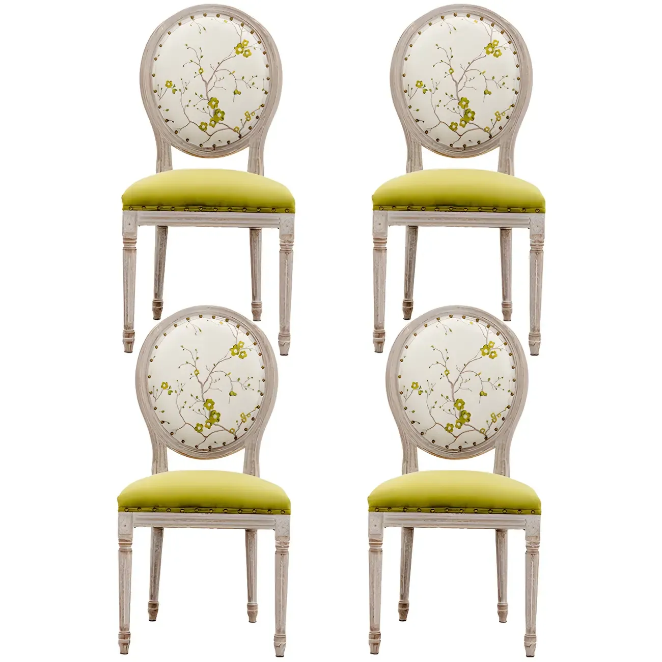 Upholstered King Louis Back Light Wood Dining Chair Image - 5