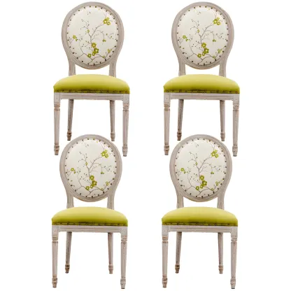 Upholstered King Louis Back Light Wood Dining Chair Image - 5