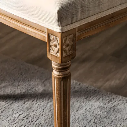 Upholstered King Louis Back Light Wood Dining Chair Image - 7