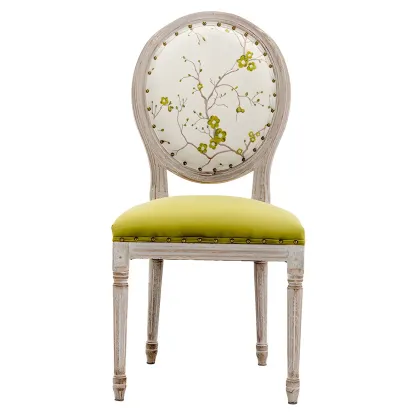 Upholstered King Louis Back Light Wood Dining Chair Image - 9