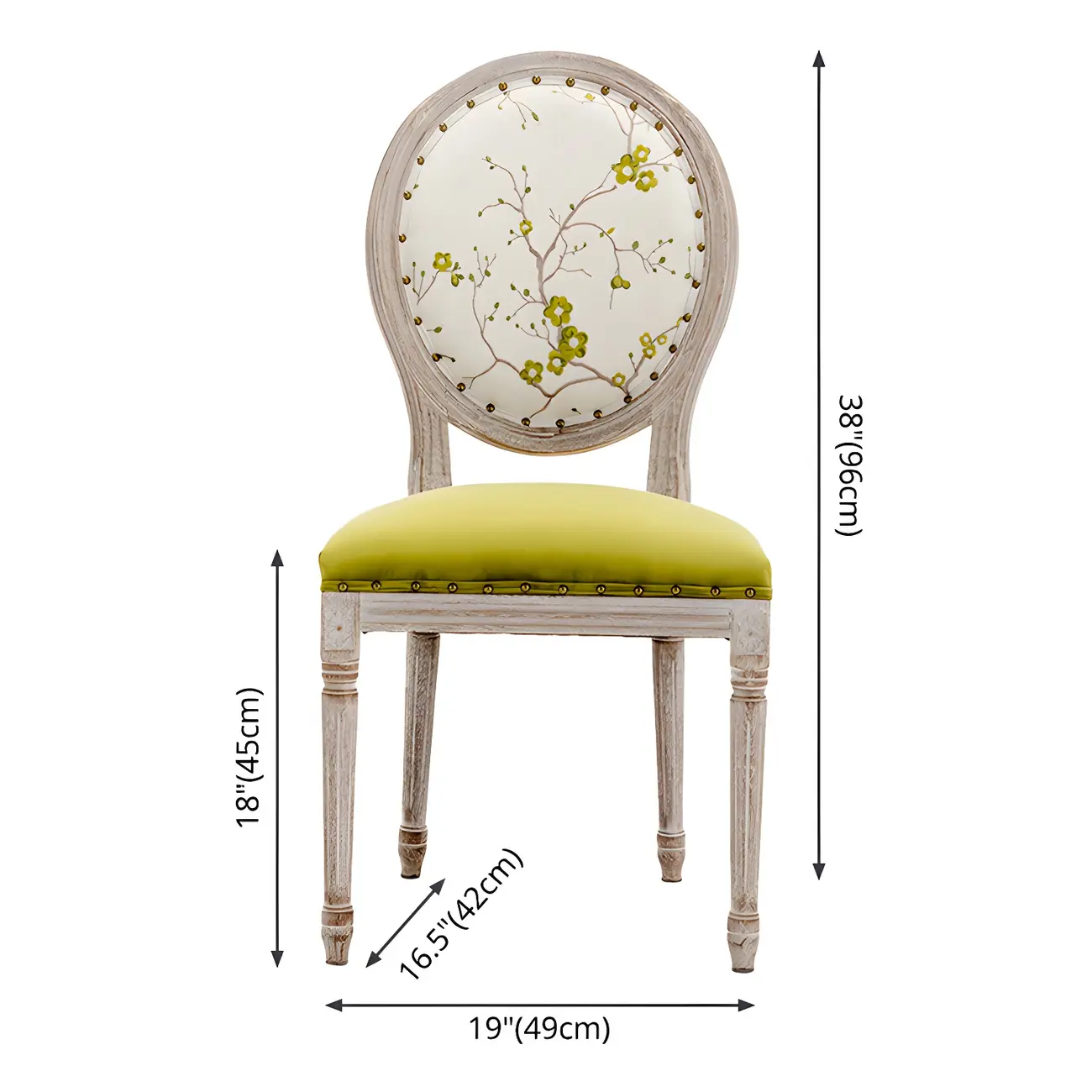 Upholstered King Louis Back Light Wood Dining Chair Image - 12 | homeyfad