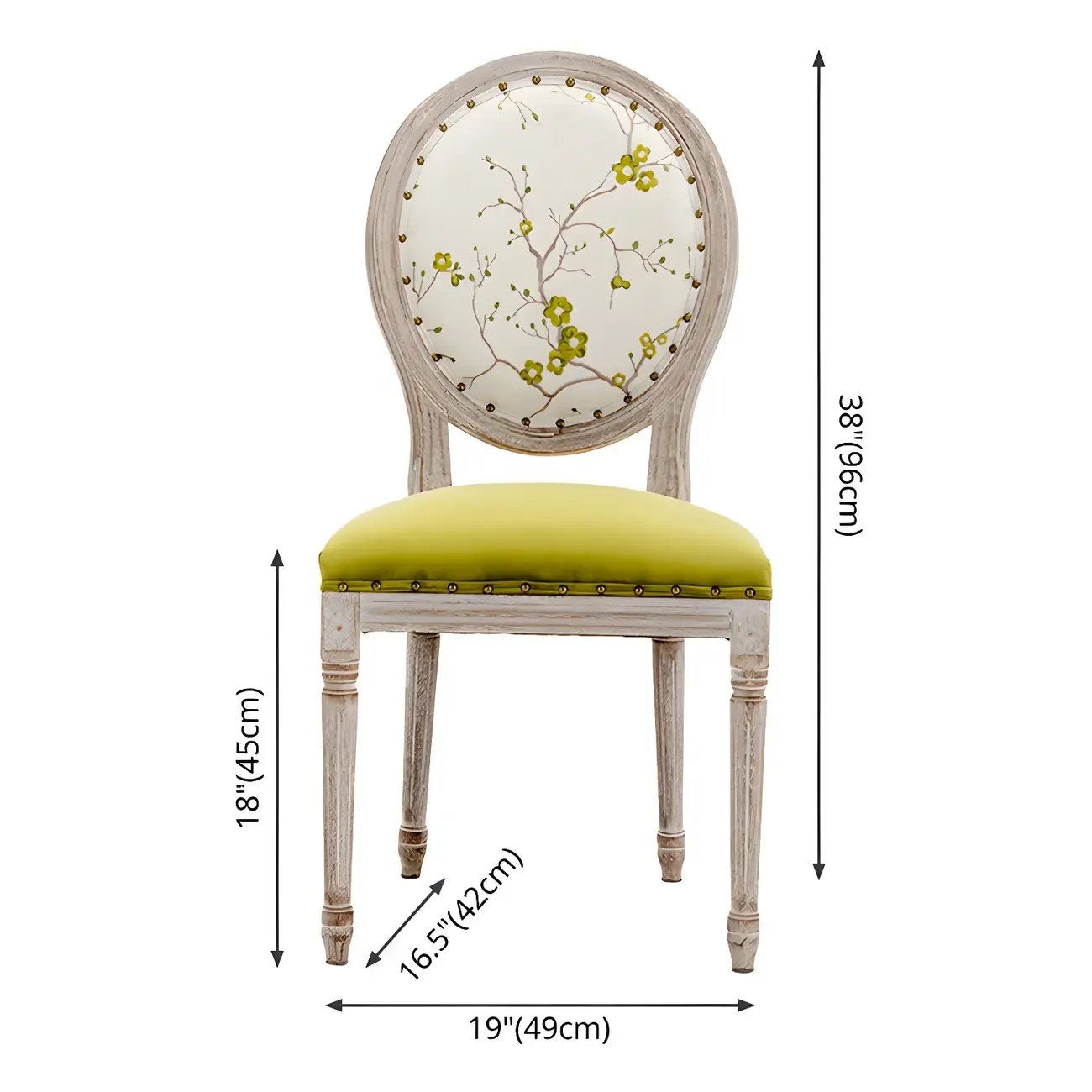 Upholstered King Louis Back Light Wood Dining Chair Image - 12