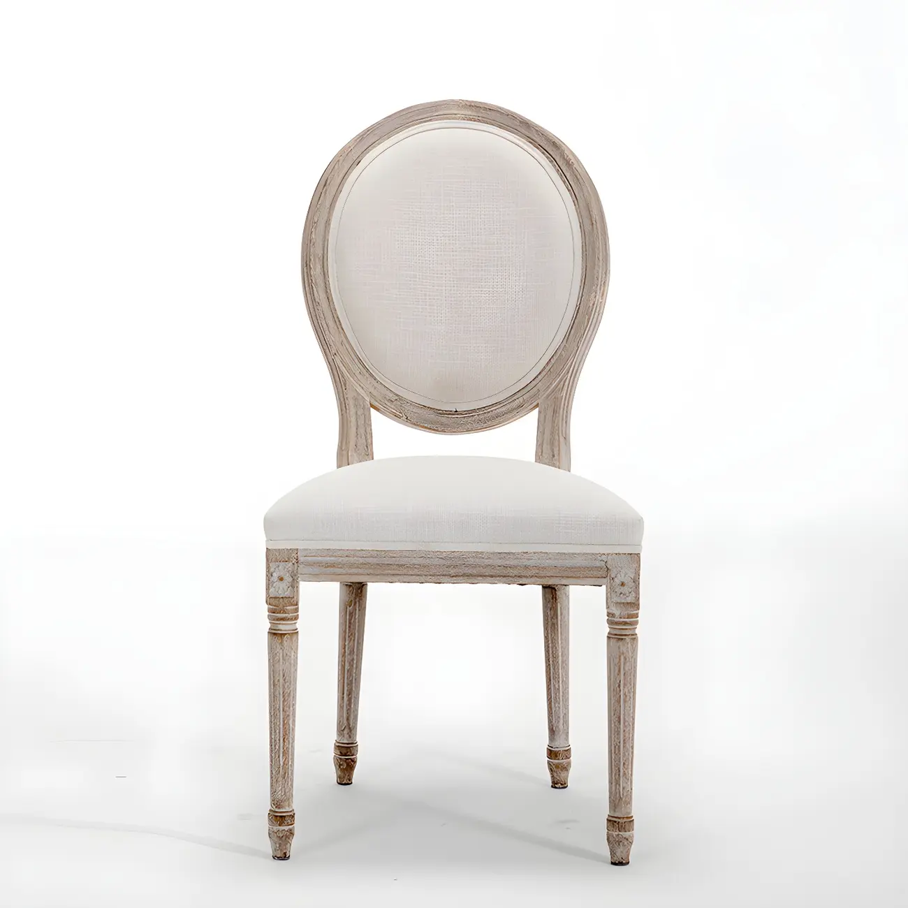 Upholstered King Louis Back Light Wood Dining Chair Image - 13 | homeyfad