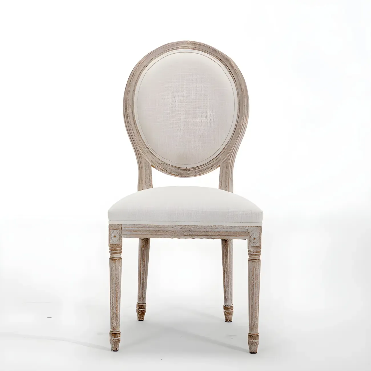 Upholstered King Louis Back Light Wood Dining Chair Image - 13