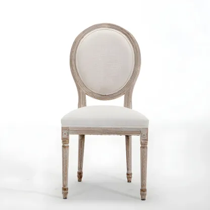 Upholstered King Louis Back Light Wood Dining Chair Image - 13