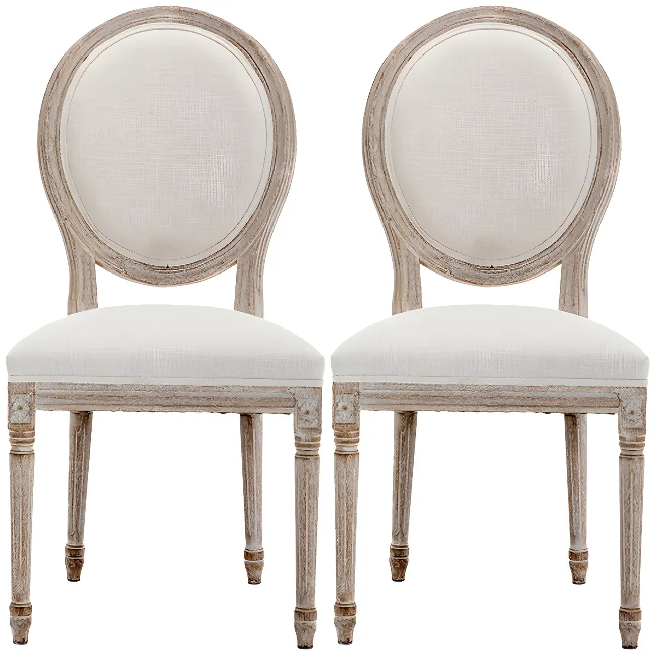 Upholstered King Louis Back Light Wood Dining Chair Image - 14 | homeyfad