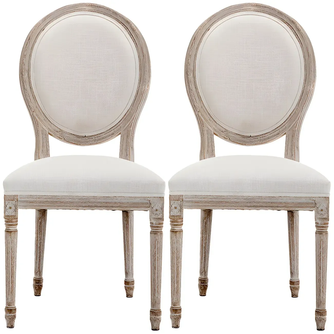 Upholstered King Louis Back Light Wood Dining Chair Image - 14