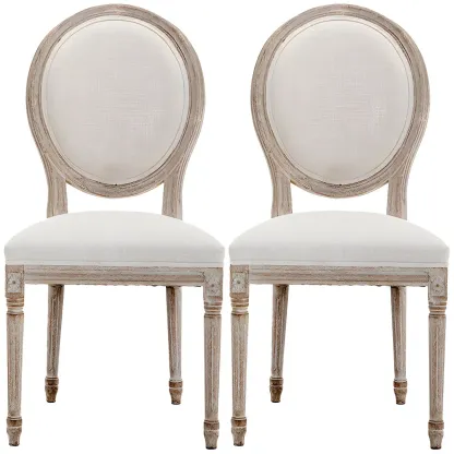 Upholstered King Louis Back Light Wood Dining Chair Image - 14