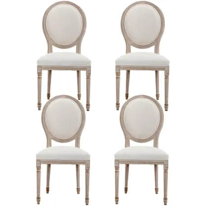 Upholstered King Louis Back Light Wood Dining Chair Image - 15