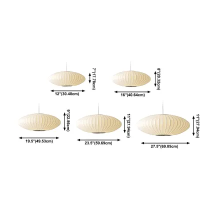 Contemporary White Disk Shaped Silk LED Pendant Light Image - 8