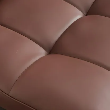 Armless Grey Tufted Leather High Back Dining Chair Image - 8