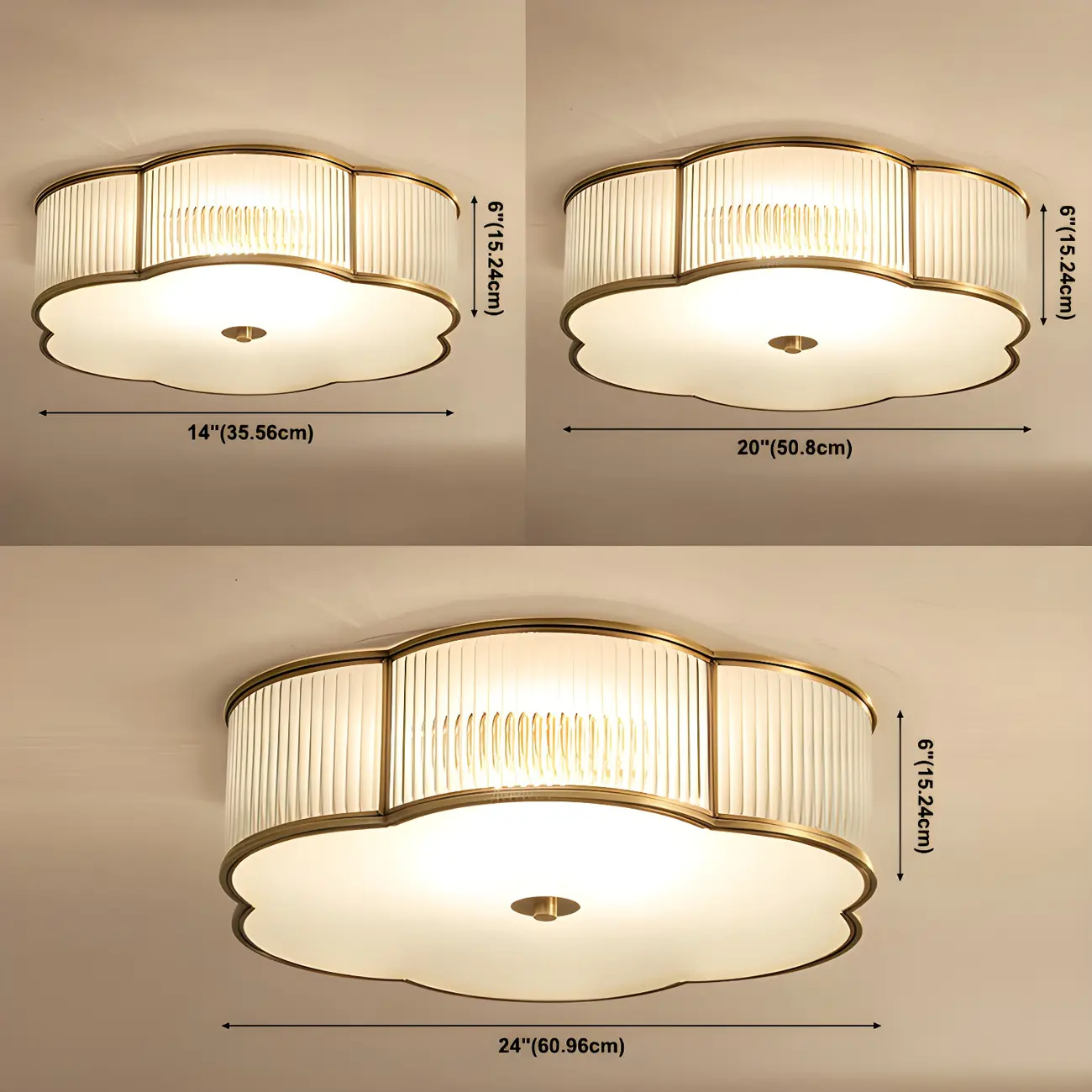 Traditional Ribbed Glass Drum Floral Flush Ceiling Light Image - 6 | homeyfad